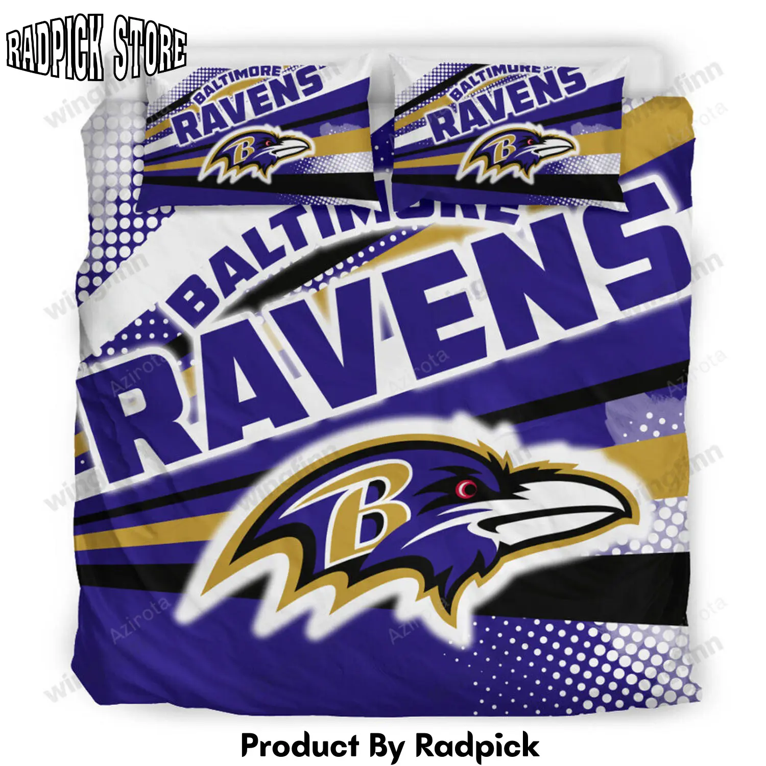 Radpick baltimore ravens 3pcs bedding set duvet cover and pillow cases gift for fan 1571 rp3278494